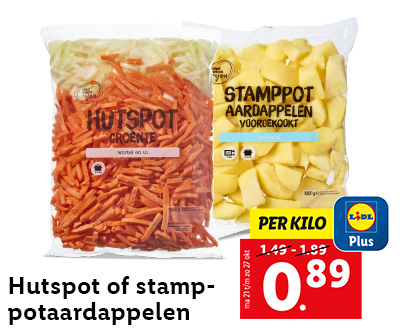 Hutspot of stamppotaardappelen met Lidl Plus voordeel voor maar 0.89!