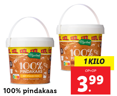 XXL Pindakaas: 100% pindakaas, 1 kilo voor 3.99