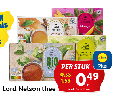 Lord Nelson thee: 0.49 met Lidl plus! 