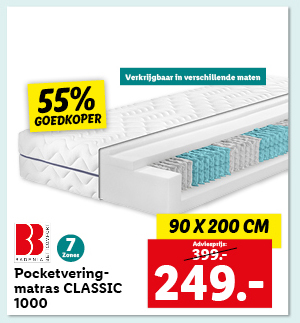 BADENIA TRENDLINE 7-zones pocketveringmatras CLASSIC 1000