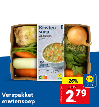 Verspakket erwtensoep: 26% korting met Lidl Plus, nu voor 2.79