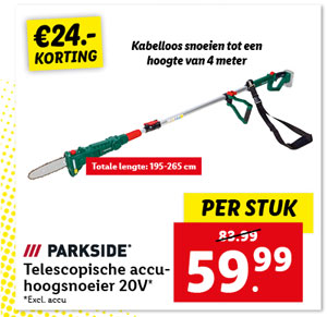 PARKSIDE® Telescopische accu-hoogsnoeier 20V zonder accu