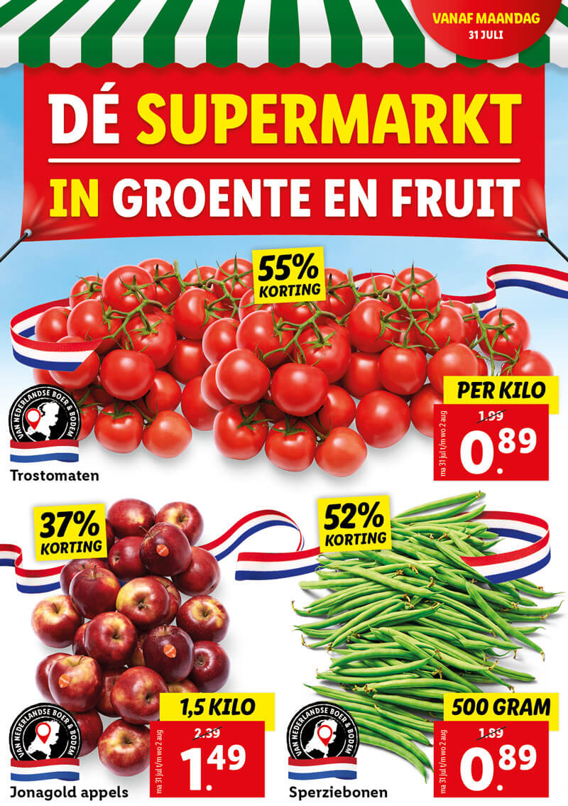 De supermarkt in groente en fruit