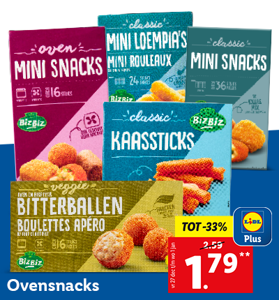Ovensnacks: tot 33% korting met Lidl Plus, nu voor 1.79