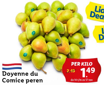 Doyenne dy Comice peren: per kilo voor 1.49