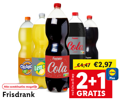 Frisdrank 2+1 gratis met Lidl Plus!
