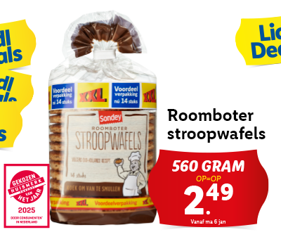 XXL roomboter stroopwafels nu voor 2.49