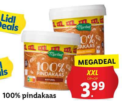 Megadeal: 100% pindakaas XXL nu voor 3.99