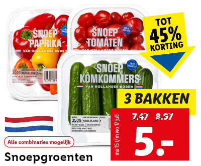 Snoepgroenten: 3 bakken nu voor 5 euro!
