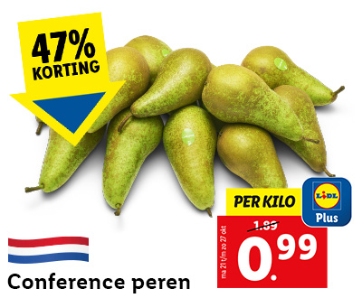 Conference peren: nu met Lidl Plus 1 kilo voor 0.99