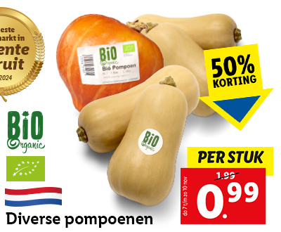 Diverse pompoenen: 0.99 per stuk