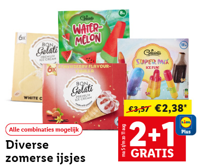 Zomerse IJsjes 2+1 gratis met Lidl Plus