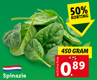 450 gram spinazie voor 0.89!