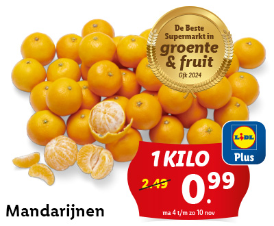 Mandarijnen: 1 kilo voor slechts 0.99 vanaf 2.49 met Lidl Plus!