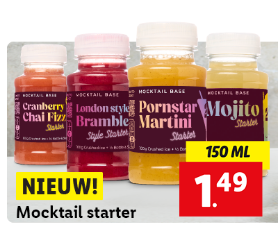 Mocktail starters: 150ml voor 1.49!