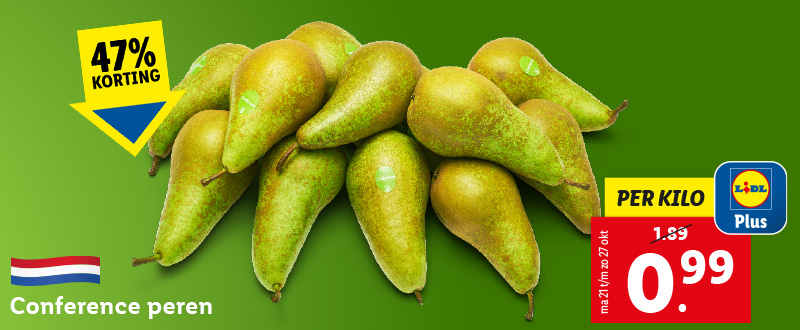 Conference peren met Lidl Plus, deze week voor 0.99 per kilo