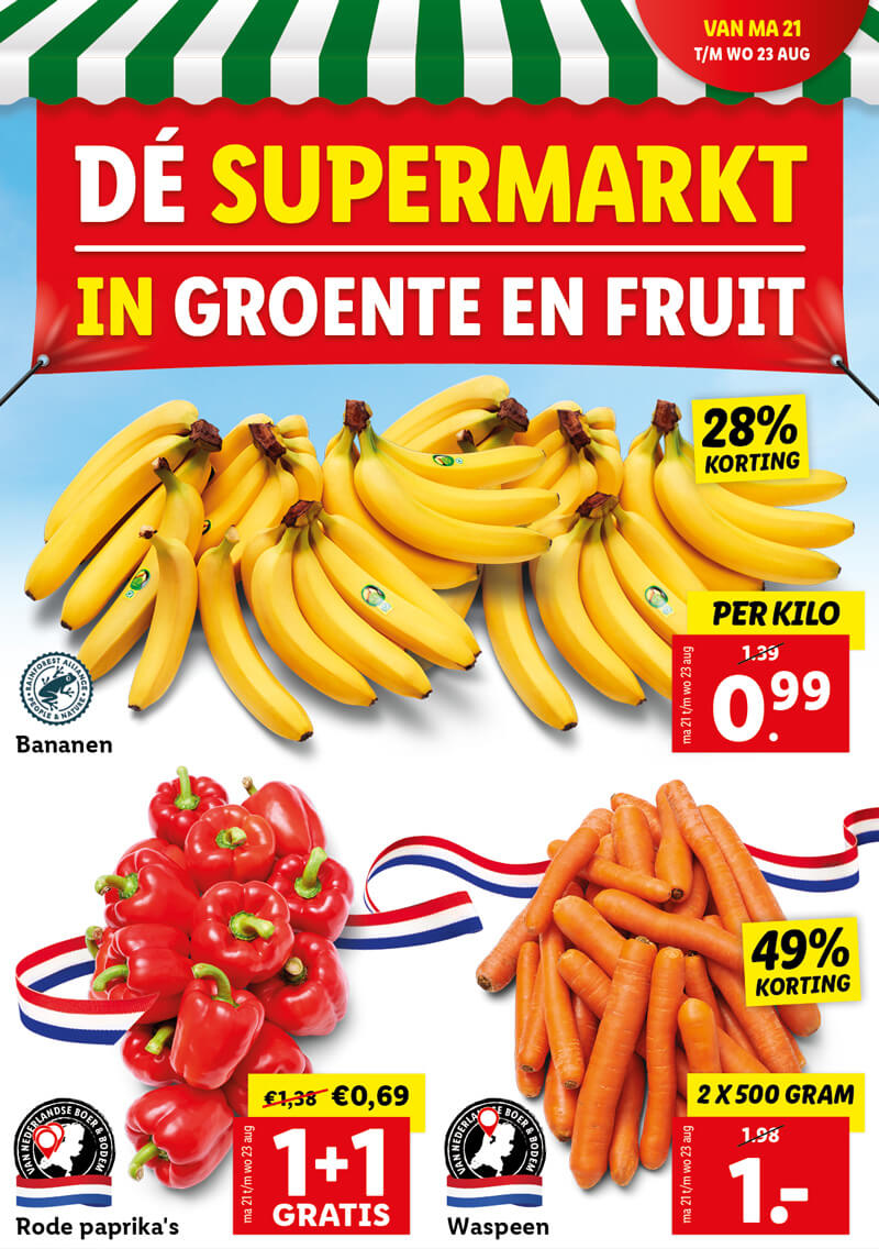 De supermarkt in groente en fruit