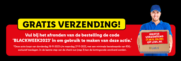 Gratis verzending op het gehele assortiment tijdens de Black Week! 