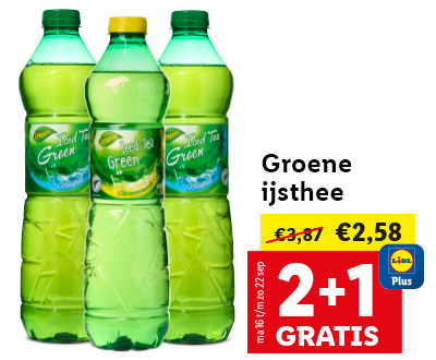 Groene ijsthee: 2+1 gratis met Lidl Plus!