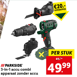 PARKSIDE® 3-in-1 accu combi apparaat 20V 35 Nm zonder accu