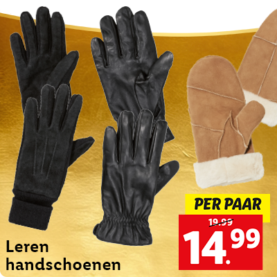 Leren handschoenen: 14.99 per paar