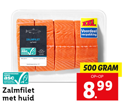 Zalmfilet met huid XXL: 500 gram voor 8.99