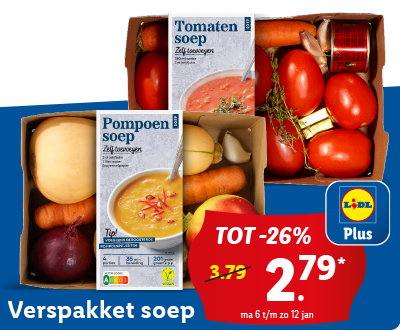 Verspakketten soep: tot 26% korting met Lidl Plus voor 2.79*