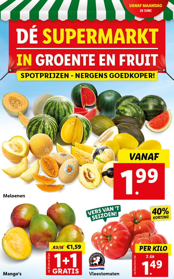 De supermarkt in groente en fruit