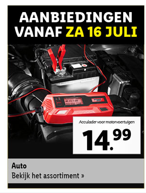 Bekijk vanaf zaterdag 16 juli de aanbiedingen voor alle handige auto-artikelen