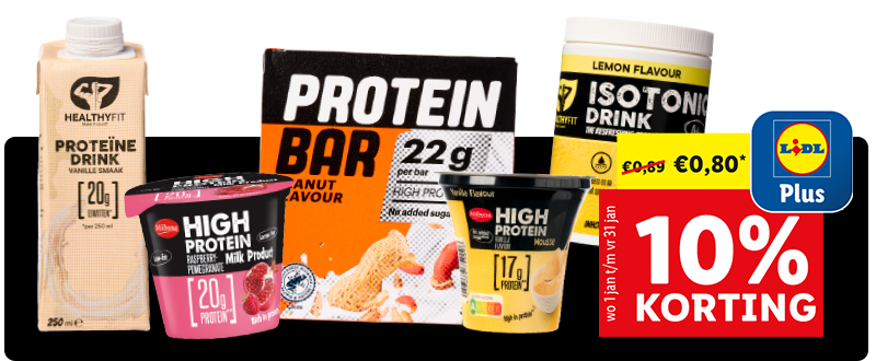10% korting met Lidl Plus op het gehele proteïne assortiment
