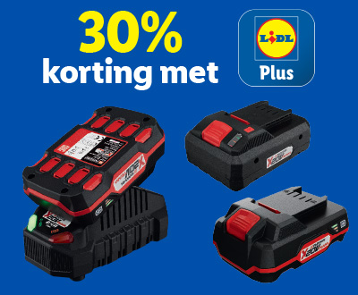 30% korting met Lidl Plus op alle accu's