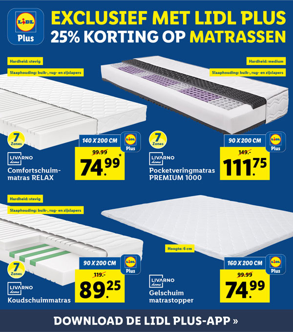 25% korting op matrassen met Lidl Plus
