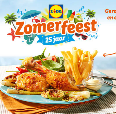 Geroosterde kip met salade en friet