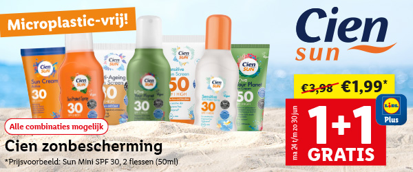 Cien Sun zonnebrand, nu 1+1 gratis met Lidl Plus