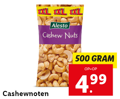 Cashewnoten: 500 gram voor 4.99