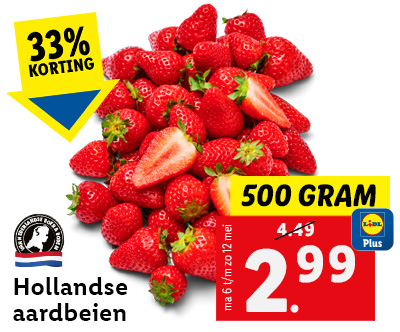 Hollandse aardbeiein, nu voor 2.99!