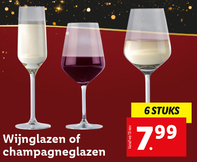 Wijnglazen of champagneglazen, 6 stuks 7.99