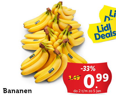 33% korting op bananen: nu voor 0.99!