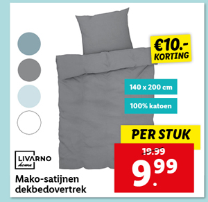 Livarno Home Mako-satijnen dekbedovertrek 140 x 200 cm