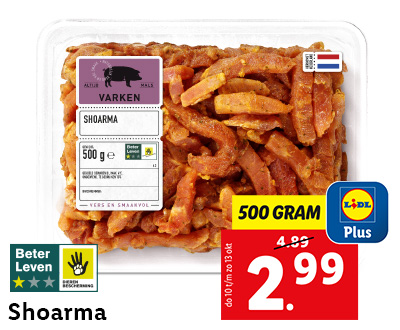 Shoarma 500 gram: nu met Lidl Plus voor 2.99