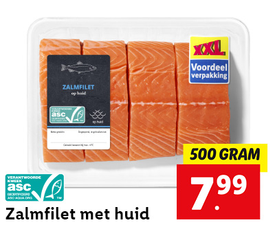Zalmfilet met huid XXL: 500 gram voor 7.99
