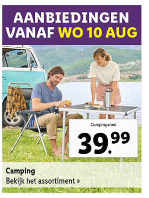 Bekijk vanaf woensdag 10 augustus de aanbiedingen voor alle kampeerartikelen