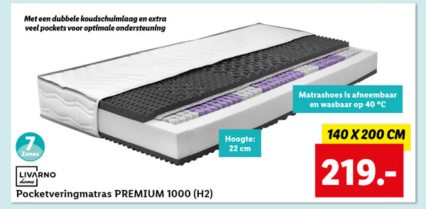 Livarno Home 7-zones-pocketveringmatras PREMIUM 1000