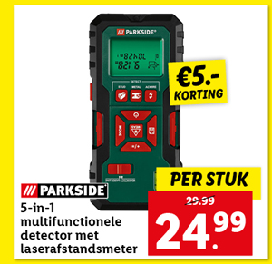 PARKSIDE 5-in-1 multifunctionele detector met laserafstandsmeter