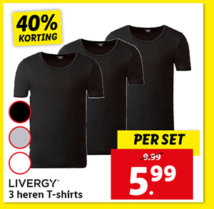 LIVERGY 3 heren T-shirts