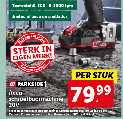 Parkside Accu-schroefboormachine 20V