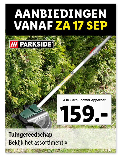 Bekijk vanaf zaterdag 17 september de aanbiedingen voor al het tuingereedschap