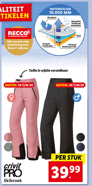 Crivit Heren of Dames skibroek