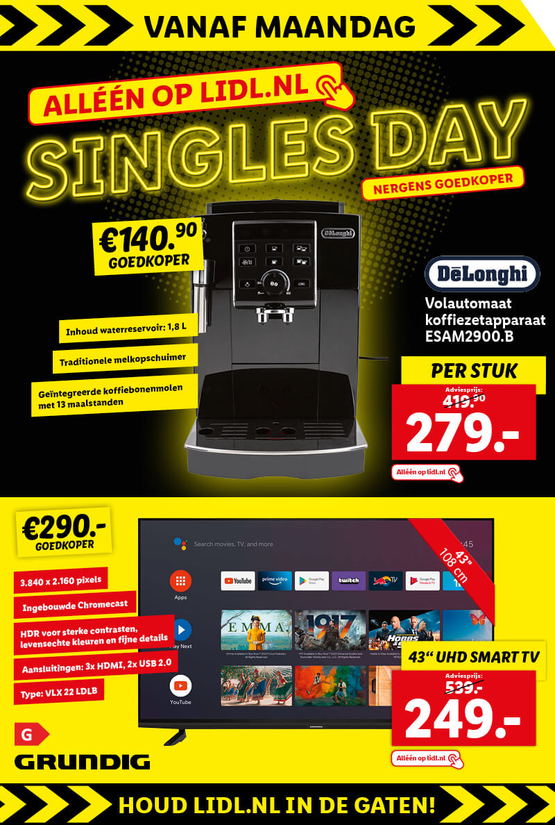 Bekijk vanaf maandag alle Singles Day aanbiedingen op lidl.nl!