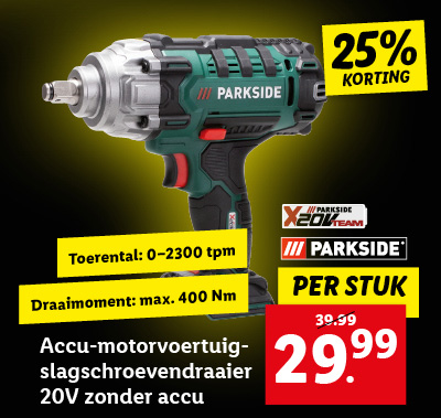Parkside Accu-motorvoertuig-slagschroevendraaier 20V zonder accu